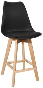 Σκαμπό μπαρ Gaston Pakoworld μαύρο pp-pu και ξύλινο πόδι 56x48.5x104εκ 271-000019-271-000019-Μαύρο 271-000019