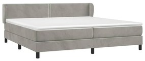 Κρεβάτι Boxspring με Στρώμα Ανοιχτό Γκρι 200x200 εκ. Βελούδινο - Γκρι