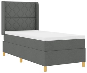 vidaXL Κρεβάτι με Στρώμα σε Σκούρο Γκρι 90x200 εκ Υφασμάτινο