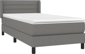 vidaXL Κρεβάτι Boxspring με Στρώμα Σκούρο Γκρι 100x200 εκ. Υφασμάτινο