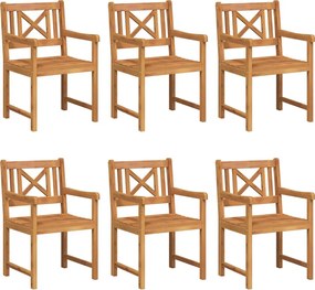 vidaXL Καρέκλες Κήπου 6 pcs Φυσικό Στερεό Ξύλο Ακακίας