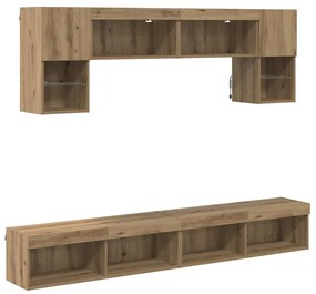 Μονάδες Τοίχου ΤV με LED 6 pcs Artisan Oak Επεξεργασμένο ξύλο