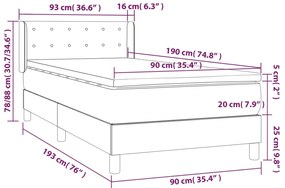 vidaXL Κρεβάτι Boxspring με Στρώμα Κρεμ 90x190 εκ.Υφασμάτινο