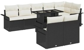 vidaXL Σετ Καναπέ Κήπου με μαξιλάρι 9 pcs Μαύρο Πολυ ράταν