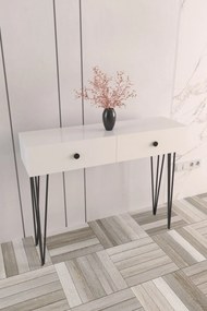 Stewehome Λευκή Κονσόλα Εισόδου με 2 Συρτάρια 110x32.5x88 cm