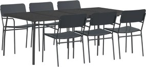vidaXL Σετ τραπεζαρίας 7 τμχ. Ανθρακί 200 x 100 x 72 εκ Ατσάλι