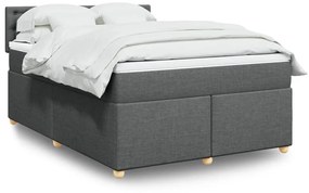 Κρεβάτι Boxspring με Στρώμα Σκούρο Γκρι 140x190 εκ. Υφασμάτινο