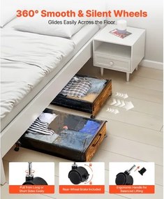 VEVOR Under Bed Storage with Wheels 25.6x18.1x7.1 In Rolling Storage Bags 2 Pack