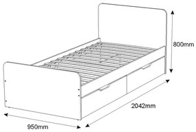 Παιδικό Κρεβάτι DIVONI γιά Στρώμα 200x90 cm Γκρι