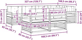 vidaXL Σειρά Καναπέ Εξωτερικού 7 pcs Άσπρο και Ανθρακί Πολυεστέρας