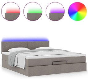 vidaXL Οθωμανικό κρεβάτι με στρώμα & LEDs Taupe 160x200cm ύφασμα