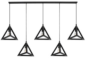 00608 GloboStar® TRIANGLE 00608 Μοντέρνο Κρεμαστό Φωτιστικό Ράγα Πολύφωτο 5 x E27 IP20 Μαύρο Μέταλλο - Μ170 x Π22 x Y130cm