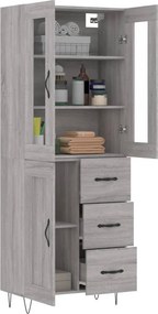 vidaXL Ντουλάπι Γκρι Sonoma 69,5 x 34 x 180 εκ. Επεξεργασμένο Ξύλο