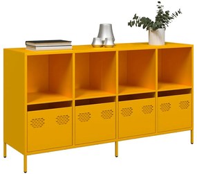 vidaXL Sideboard Μουστάρδα κίτρινη 135x39x73,5 cm Ψυχρής έλασης χάλυβα