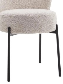 Καρέκλα Houlian εκρού ύφασμα-πόδι μαύρο μέταλλο 44x66x89εκ 2αδα 46x66x89 εκ.