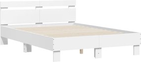 vidaXL Πλαίσιο Κρεβατιού με Κεφαλάρι/LED Λευκό 120x190 εκ.