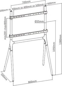 BRATECK βάση τηλεόρασης δαπέδου FS12-46F-01, 49-70", έως 40kg