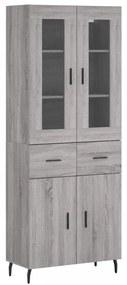 vidaXL Ντουλάπι Γκρι Sonoma 69,5 x 34 x 180 εκ. Επεξεργασμένο Ξύλο