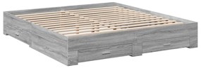 vidaXL Πλαίσιο Κρεβατιού με συρτάρια Γκρι sonoma 180x200εκ. Επεξ. Ξύλο