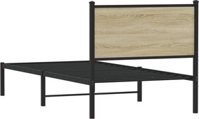 vidaXL Σκελετός Κρεβ. Χωρίς Στρώμα Sonoma Δρυς 90x190 εκ. Μεταλλικό