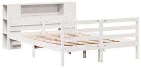 Κρεβάτι Βιβλιοθήκη Χωρίς Στρώμα 150x200 εκ Μασίφ Ξύλο Πεύκου - Λευκό