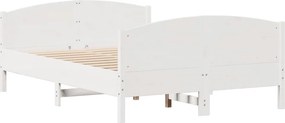vidaXL Σκελετός Κρεβ. Χωρίς Στρώμα Λευκό 135x190 εκ Μασίφ Πεύκο