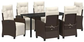 vidaXL Σέτ φαγητού για κήπο 7 pcs Καφέ συνθετικό ρατάν