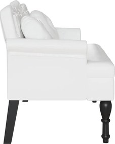 vidaXL Καναπές Chesterfield Λευκό 120,5 x 65 x 75 εκ. Τεχνητό Δέρμα