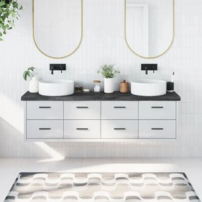 Πάγκος Μπάνιου Σκούρο Καφέ 180x30x(2-6) εκ. Επεξεργ. Μασίφ Ξύλο - Γκρι
