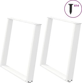 vidaXL Πόδια Τραπεζαρίας σε Σχήμα U 2 τεμ. Λευκά 100x(72-73) εκ. Ατσάλι