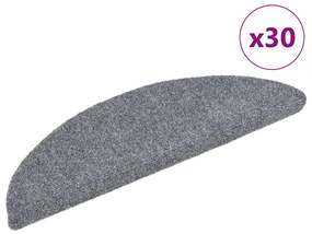 Πατάκια Σκαλιών Αυτοκόλλητα 30 τεμ. Ανοιχτό Γκρι Ημίκυκλα 56x17x3 εκ.