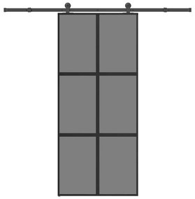 vidaXL Συρόμενη πόρτα με σετ υλικού 90x205 cm από γυαλί&Αλουμίνιο