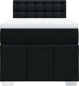 vidaXL Κρεβάτι Boxspring με Στρώμα Μαύρο 100 x 200 εκ. Υφασμάτινο