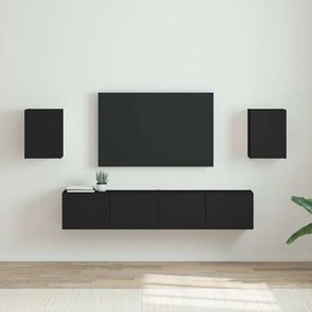 vidaXL Ντουλάπι Τηλεόρασης Τοίχου 2 pcs Μαύρο Επεξεργασμένο Ξύλο
