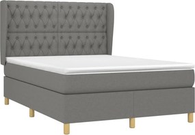 vidaXL Κρεβάτι Boxspring με Στρώμα Σκούρο Γκρι 140x190 εκ. Υφασμάτινο