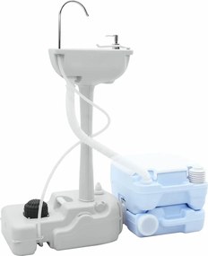 vidaXL Σετ Τουαλέτας Κάμπινγκ 2 pcs Μπλε και άσπρο