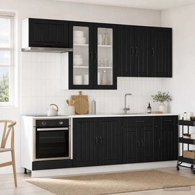 vidaXL Μονάδα κουζίνας LUCCA 8 pcs Μαύρο Επεξεργασμένο Ξύλο