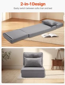 VEVOR Convertible Flip Chair with 5 Adjustable Position Floor Lazy Sofa Gray