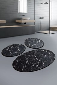 Bathmat Set (3 Pieces) Marble - Black Black
White