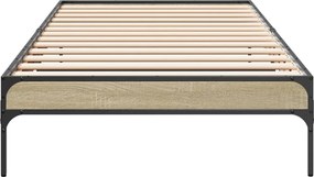 vidaXL Πλαίσιο Κρεβατιού Sonoma Δρυς 100x200 εκ. Επεξ. Ξύλο &amp; Μέταλλο