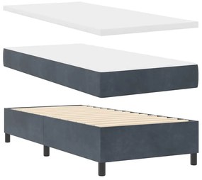 vidaXL Κρεβάτι Box Spring LED με Στρώμα Σκούρο Γκρι 90 x 200 cm