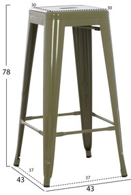 ΣΚΑΜΠΟ ΜΠΑΡ ΜΕΤΑΛΛΙΚΟ MELITA-PRO HM8642.43 ΣΕ DARK OLIVE 43x43x78Υεκ. (1 Τεμμάχια)