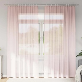 vidaXL Voile κουρτίνες με τσέπες ράβδου 2 τεμάχια Ανοιχτό Ροζ