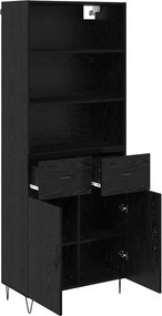 vidaXL Highboard με συρτάρι 2 pcs Μαύρη Οξυά Επεξεργασμένο ξύλο
