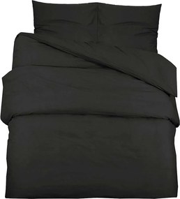 vidaXL Σετ Παπλωματοθήκης Μαύρο 155x220 εκ. Βαμβακερό
