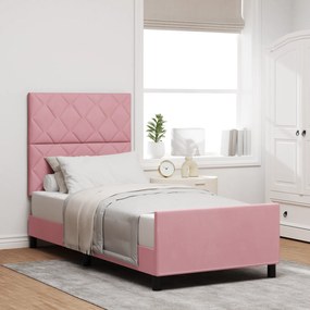 vidaXL Σκελετός Κρεβατιού με κεφαλάρι Ροζ 90 x 190 cm Βελούδο