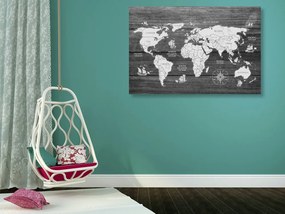 Εικόνα σε ασπρόμαυρο χάρτη από φελλό σε ξύλο - 90x60  wooden