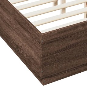 vidaXL Πλαίσιο Κρεβατιού Καφέ Δρυς 140x190 εκ. Επεξεργασμένο Ξύλο