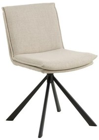 Καρέκλα Oakland 898, Μαύρο, Μπεζ, 85x48x59cm, 8 kg, Ταπισερί, Μεταλλικά, Ξύλο, Μπράτσα | Epipla1.gr
