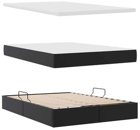 vidaXL Κρεβάτι Αποθήκης με στρώμα Μαύρο 140 x 200 cm Τεχνητό Δέρμα